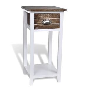 vidaXL Cabinet | Brown and White | Paulownia wood and plywood | Bedside Table