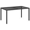 vidaXL Garden Table 150x90x75 cm Tempered Glass and Poly Rattan Black