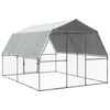 vidaXL Chicken Cage with Roof and Door Silver Galvanised Steel