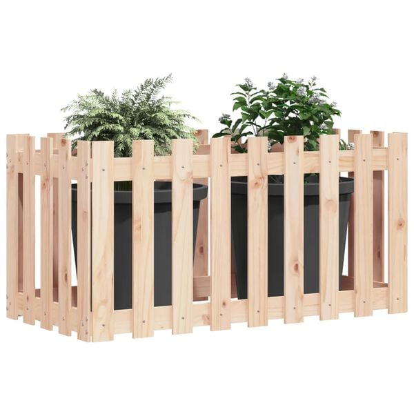 vidaXL Garden Raised Bed with Fence Design 100x50x70 cm Solid Wood Pine