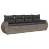 vidaXL 4 Piece Garden Sofa Set with Cushions Grey Poly Rattan