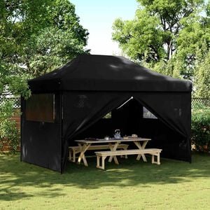 vidaXL Foldable Party Tent Pop-Up with 4 Sidewalls Black