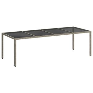 vidaXL Garden Table Grey 250x100x75 cm Tempered Glass and Poly Rattan