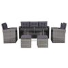 vidaXL 6 Piece Garden Lounge Set with Cushions Poly Rattan Grey