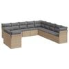 vidaXL 11 Piece Garden Sofa Set with Cushions Beige Poly Rattan