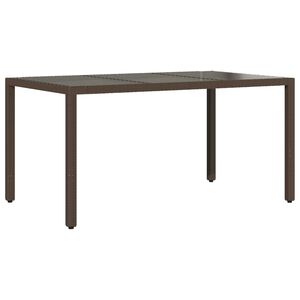 vidaXL Garden Table 150x90x75 cm Tempered Glass and Poly Rattan Brown