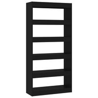vidaXL Book Cabinet/Room Divider Black 80x30x166 cm Engineered Wood