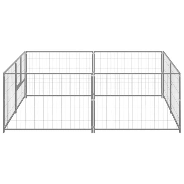 vidaXL Dog Kennel Silver 4 m&sup2; Steel