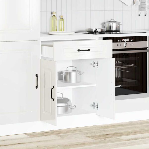 vidaXL Kitchen Base Cabinet Kalmar High Gloss White Engineered Wood
