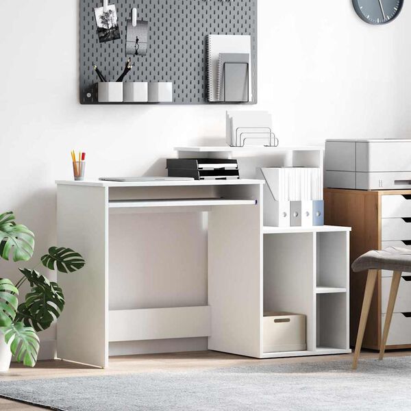 vidaXL Desk with Drawer White 120.5 x 44 x 88.5 cm Engineered Wood