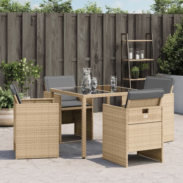 vidaXL Garden Chairs with Cushions 4 pcs Mix Beige Poly Rattan
