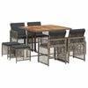 vidaXL 9 Piece Garden Dining Set with Cushions Grey Poly Rattan
