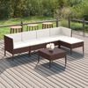 vidaXL 6 Piece Garden Lounge Set with Cushions Poly Rattan Brown