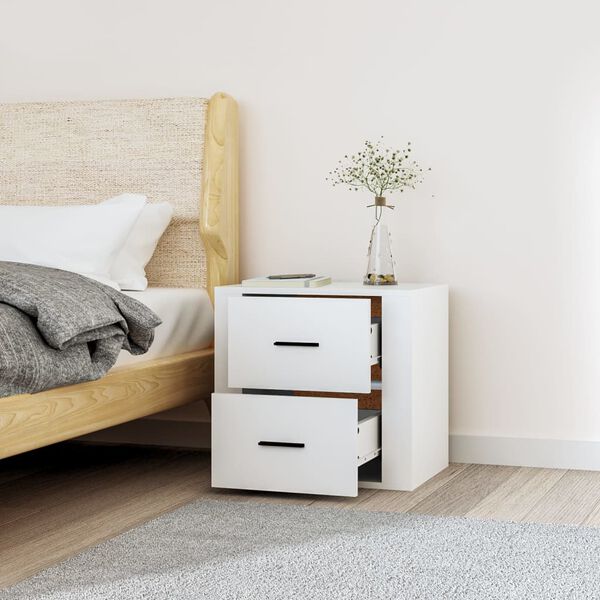 vidaXL Wall-mounted Bedside Cabinet White 50x36x47 cm