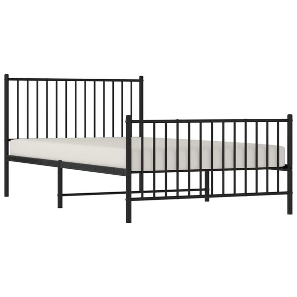 vidaXL Metal Bed Frame without Mattress with Footboard Black 107x203cm