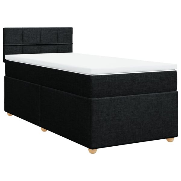 vidaXL Box Spring Bed with Mattress Black King Single Fabric