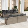 vidaXL Garden Sofa Set with Storage with Pillow 9 pcs Grey Poly Rattan