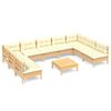 vidaXL 10 Piece Garden Lounge Set with Cream Cushions Solid Pinewood