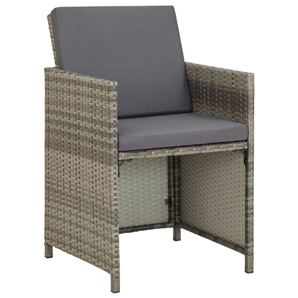 vidaXL Garden Chairs 2 pcs with Cushions Poly Rattan Grey