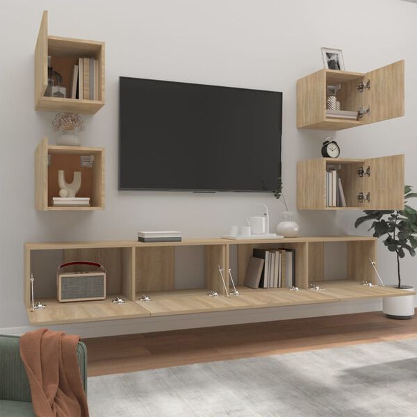 vidaXL 6 Piece TV Cabinet Set Sonoma Oak Engineered Wood