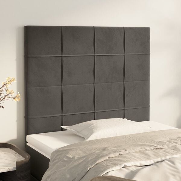 vidaXL Headboard Dark Grey 100x5x118/128 cm Velvet