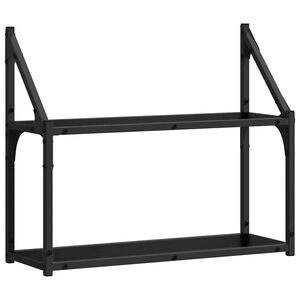 vidaXL Wall Shelf Wall-Mounted Black oak 60 x 21 x 51 cm