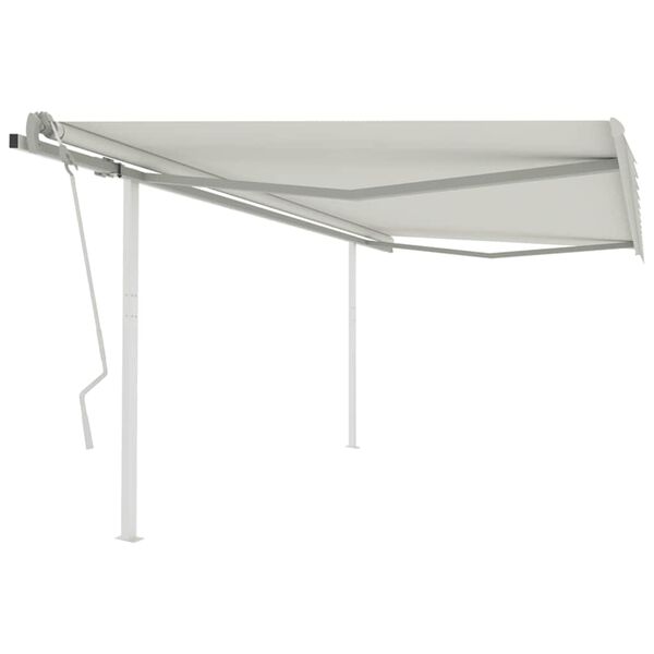 vidaXL Manual Retractable Awning with Posts 4x3 m Cream