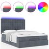 vidaXL Ottoman Bed with Mattresses & LEDs Dark Grey Queen Velvet