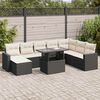 vidaXL 9 Piece Garden Sofa Set with Cushions Black Poly Rattan