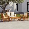 vidaXL 4 Piece Garden Lounge Set with Cushions Solid Wood Acacia