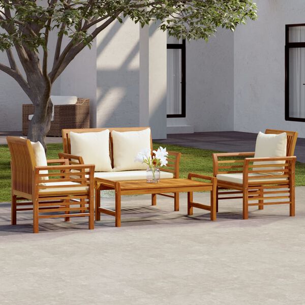 vidaXL 4 Piece Garden Lounge Set with Cushions Solid Wood Acacia