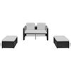 vidaXL 4 Piece Garden Lounge Set with Cushions Poly Rattan Black