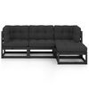 vidaXL 4 Piece Garden Lounge Set with Cushions Solid Pinewood