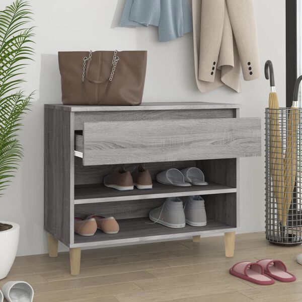 vidaXL Shoe Cabinet Grey Sonoma 70x36x60 cm Engineered Wood