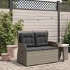 vidaXL Reclining Garden Bench with Cushions Grey Poly Rattan