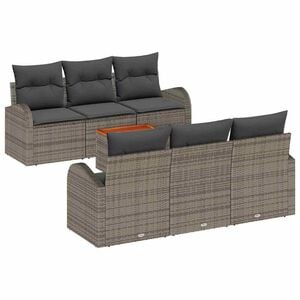 vidaXL Garden Sofa Set with Storage 7 pcs Grey Poly Rattan