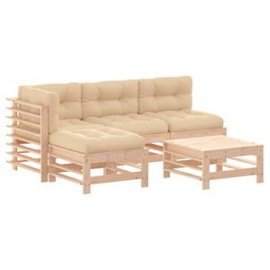 vidaXL 5 Piece Garden Lounge Set with Cushions Solid Wood
