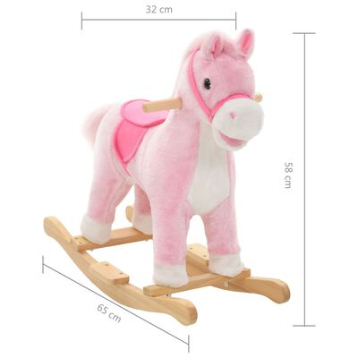 vidaXL Rocking Animal Horse Plush 65x32x58 cm Pink