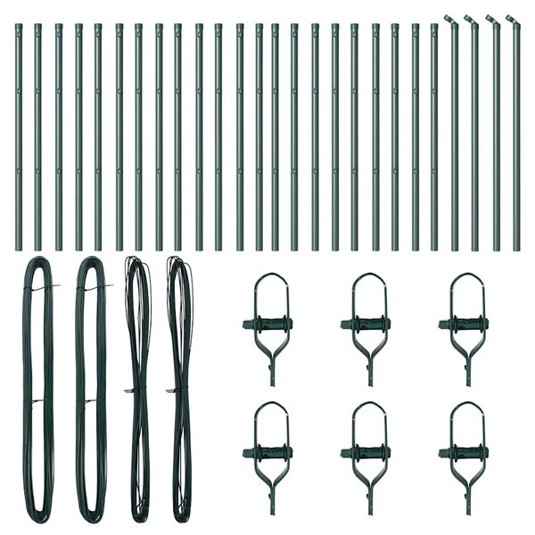 vidaXL Fence Post Other 26 pcs Green 3.2 x 3.2 x 120 cm Steel