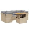 vidaXL 7 Piece Garden Sofa Set with Cushions Beige Poly Rattan