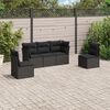 vidaXL 5 Piece Garden Sofa Set with Cushions Black Poly Rattan