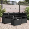 vidaXL Sofa Set with Cushion with Storage 5 pcs Black Poly Rattan