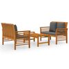 vidaXL 3 Piece Garden Lounge Set with Cushions Solid Wood Acacia