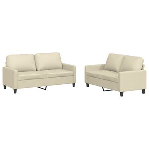 vidaXL 2 Piece Sofa Set with Cushions Cream Faux Leather