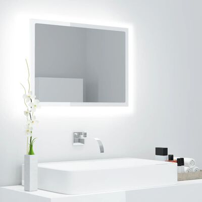 vidaXL LED Bathroom Mirror High Gloss White 60x8.5x37 cm Acrylic