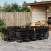 vidaXL 13 Piece Garden Dining Set with Cushions Black Poly Rattan