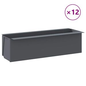 vidaXL Flower Boxes for Euro Pallets 12 pcs Grey 36x13,5x9,5 cm PP