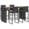 vidaXL 5 Piece Garden Bar Set without Cushions Black Poly Rattan Acacia