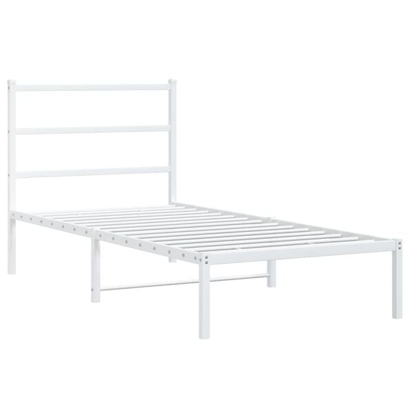 vidaXL Metal Bed Frame without Mattress with Headboard White 90x190cm