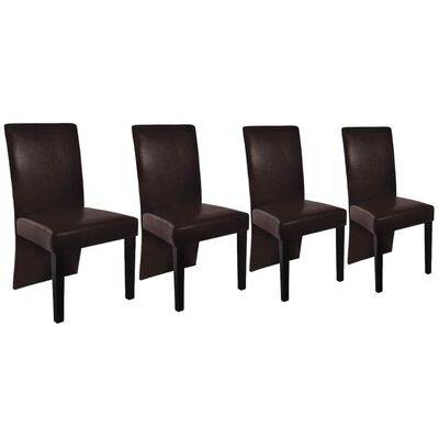 vidaXL Dining Chairs 4 pcs Dark Brown Faux Leather